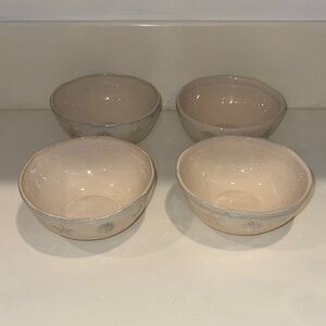 Shoreline by Homestudio Cereal Soup Bowls 6” Set of Four Cream Ceramic Bowls